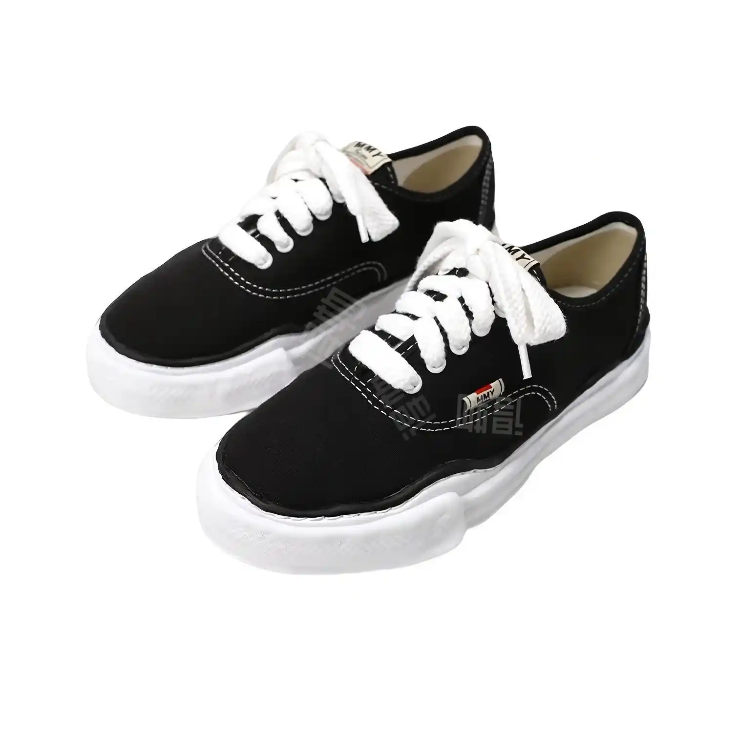 메종 미하라 야스히로 베이커 OG 솔 캔버스 로우 컷 스니커즈 블랙 A02FW704-BLACK - 이미지 3