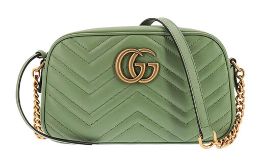 구찌 Gg 마몽 마틀라세 숄더백 그린 레더 L24*W7*H13cm