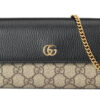 구찌 Gg 마몽 체인 지갑 블랙 레더 Gg 슈프림 L19.05*H17.78cm