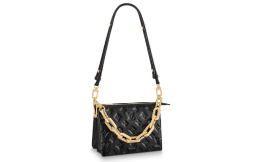 LOUIS VUITTON 쿠션 양가죽 필로우 백, 체인 백, 휴대용 크로스백, 숄더 백 여성 블랙 L21*W7*H16cm