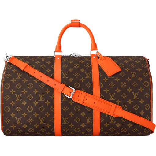 LOUIS VUITTON 키폴 코팅 캔버스 및 소가죽 트림 핸드백, 숄더 백, 크로스백, 여행 백 남성 브라운 & 오렌지 L50*W23*H29cm