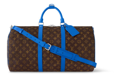 LOUIS VUITTON 키폴 코팅 캔버스 및 소가죽 트림 핸드백, 숄더 백, 크로스백, 여행 백 남성 블루 & 브라운 L50*W23*H29cm