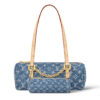LOUIS VUITTON 파피용 데님 바빌론 콤보 백, 핸드백, 숄더 백 여성 데님 블루 L27*W11*H13cm