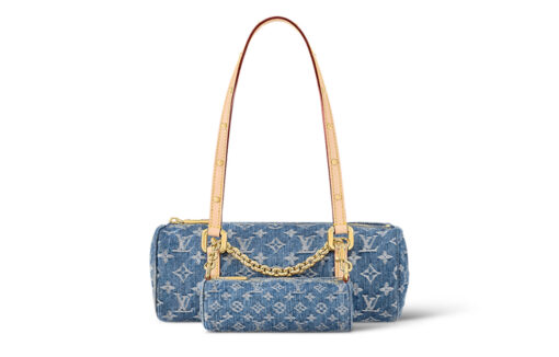 LOUIS VUITTON 파피용 데님 바빌론 콤보 백, 핸드백, 숄더 백 여성 데님 블루 L27*W11*H13cm