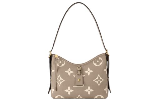 LOUIS VUITTON 캐리어올 가죽 핸드 백, 숄더 백 S 여성 도브 그레이 페어드 와 크림 베이지 L29.46*W11.94*H23.88cm