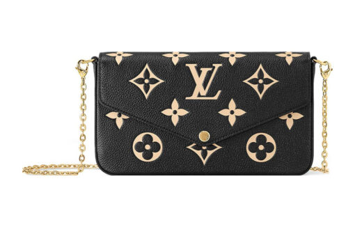 LOUIS VUITTON 포셰트 펠리시에 곡물 송아지 가죽 핸드 백, 숄더 백 레귤러 여성 블랙 L21*W3*H12cm
