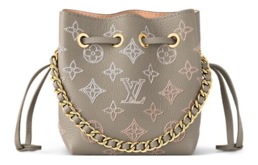 LOUIS VUITTON 인그레이브 펀칭 처리 소가죽 문라이트 여신 버킷 백, <브랜드_1>e 어깨 크로스백 레귤러 여성 그레이 L10.5*W11*H13cm